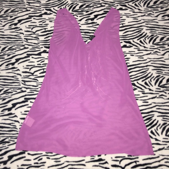 sheer beaded tank top with rhinestones and abstract floral details - Picture 5 of 7